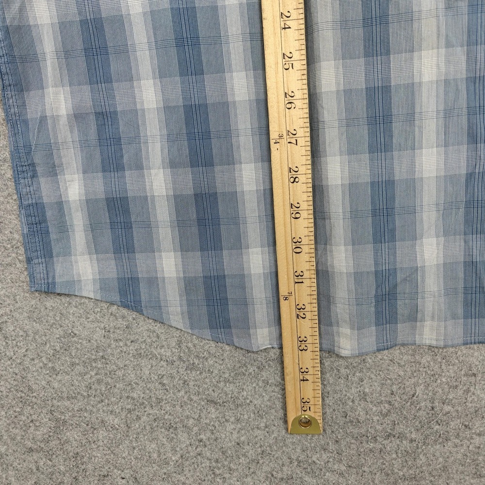 Travis Mathew Shirt Mens 2XL Blue Plaid Cotton Nylon Stretch Short Sleeve Casual - Picture 6 of 8